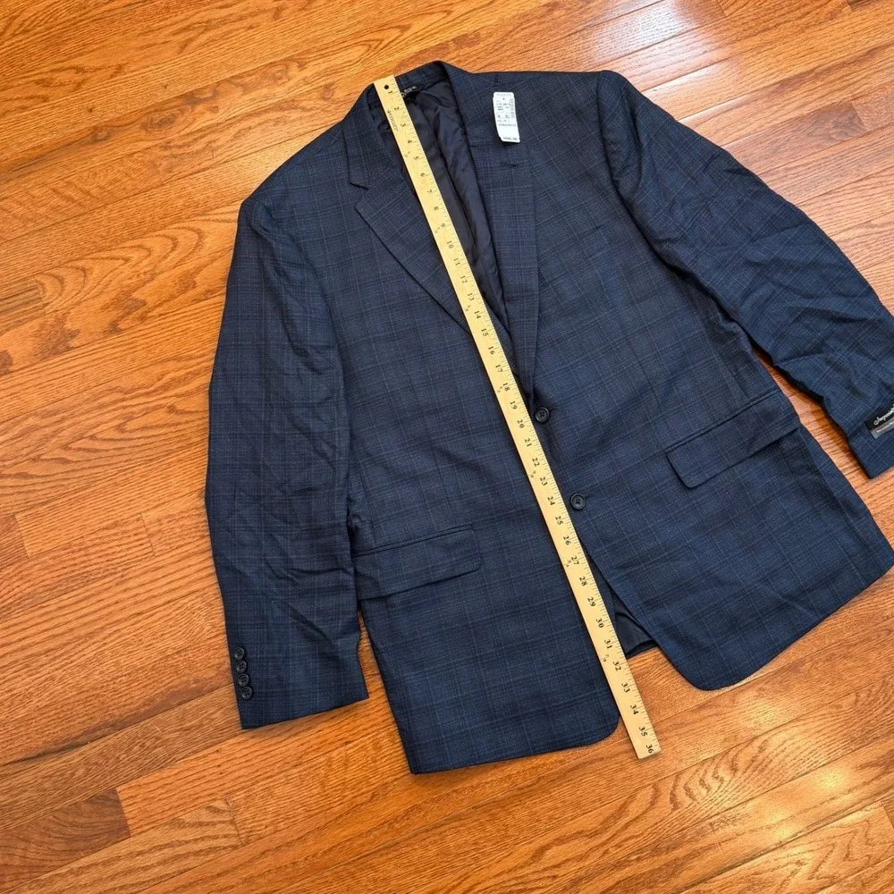 New Jos. A. Bank Signature Blazer Sport Coat Mens 46R Navy Blue Plaid Silk Wool